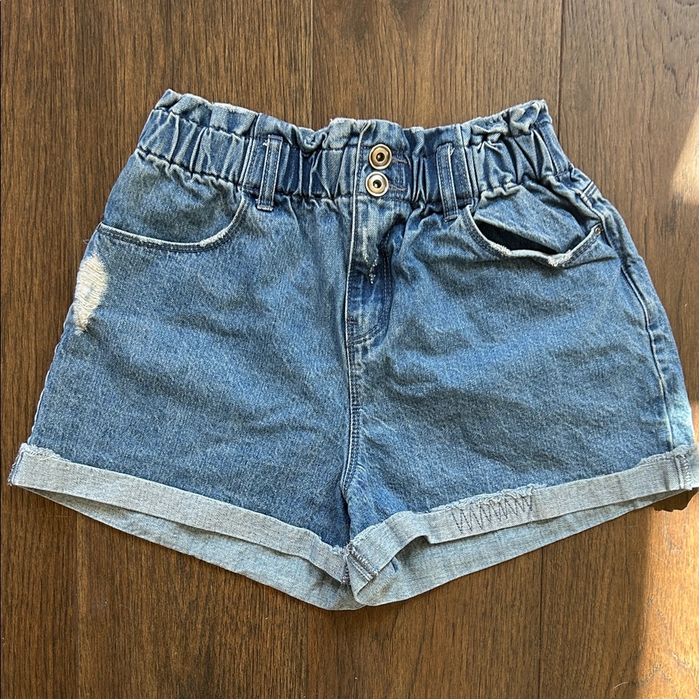 Casual Elastic-Waist Blue Denim Jean Shorts